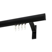 Single Apartment Curtain Track, Black, 480 cm, with Curtain Hooks KOWALSKI