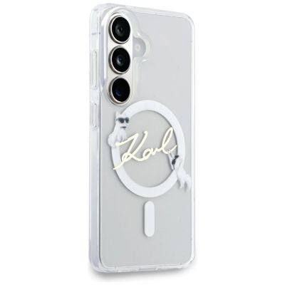 4. Karl Lagerfeld IML KC Script MagSafe Case for Samsung Galaxy S26 - Transparent