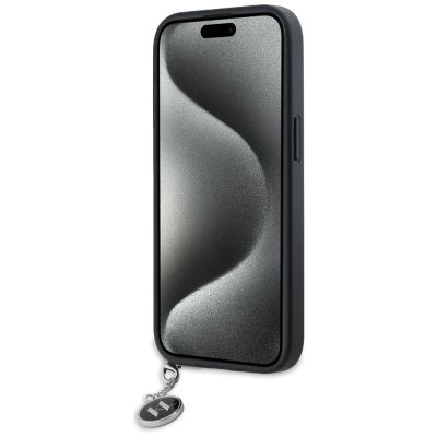 5. Karl Lagerfeld Saffiano Rhinestones & Charm case for iPhone 15 / 14 / 13 - black