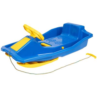 2. PLASTIC SLED WITH BRAKE AND STEERING WHEEL MIKOŁAJ 97x53x25CM BLUE
