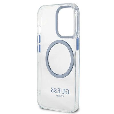 7. Guess Metal Outline MagSafe Case for iPhone 13 Pro / iPhone 13 - Blue