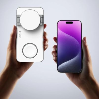 9. Tech-Protect QI15W-A47 MagSafe 3in1 Inductive Charger + USB-C Cable - White