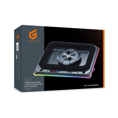 3. CONCEPTRONIC USB-C Laptop-Kühlpad + Handyhalter, RGB, 12V