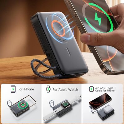 2. Joyroom JR-PBM02 Powerbank 22.5W 10000mAh 3in1 Magnetic Inductive Compatible with MagSafe with Built-in Cable - Black