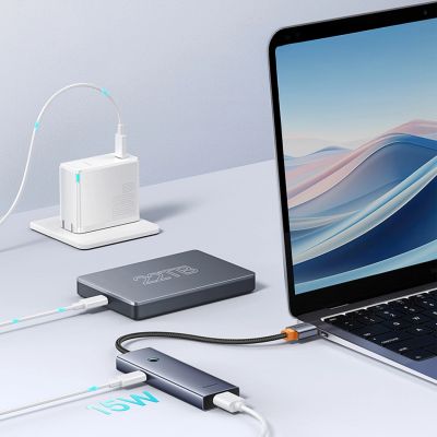 13. Baseus UltraJoy Series USB-A hub 4xUSB-A 3.0 1xUSB-C 5V - gray