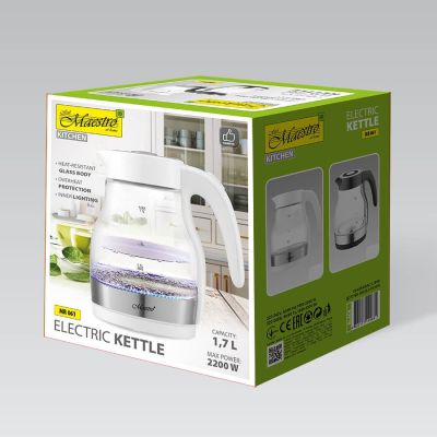 4. Electric glass kettle 2200W MR-061-WHITE MAESTRO