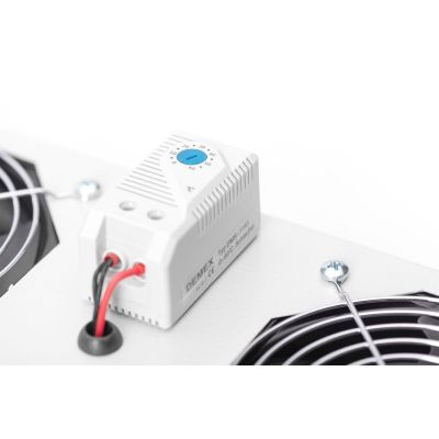 4. DIGITUS ventilation panel for 19" wall-mounted cabinets, 2 x fans, thermostat, gray