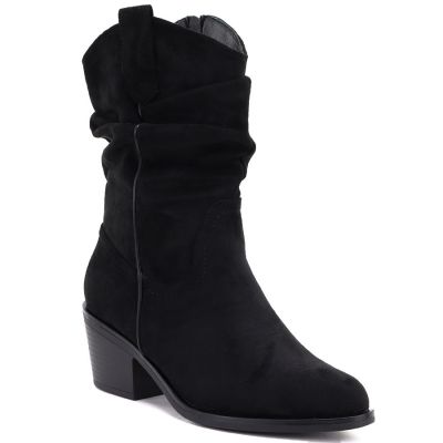 Women's ankle boots, ruffled cowboy boots, black, Vinceza HX27-16536