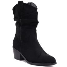 Women's ankle boots, ruffled cowboy boots, black, Vinceza HX27-16536