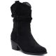 Women's ankle boots, ruffled cowboy boots, black, Vinceza HX27-16536
