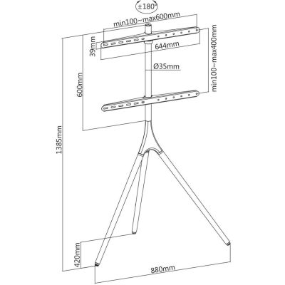 10. MANHATTAN Mobile TV Stand with Tripod 45"-65" 32kg