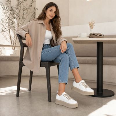 9. Leather platform sneakers, white, Filippo DP6122