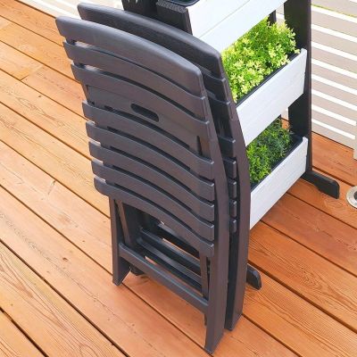 33. SET OF 4 FOLDABLE PLASTIC CATERING CHAIRS KOMODO ANTHRACITE
