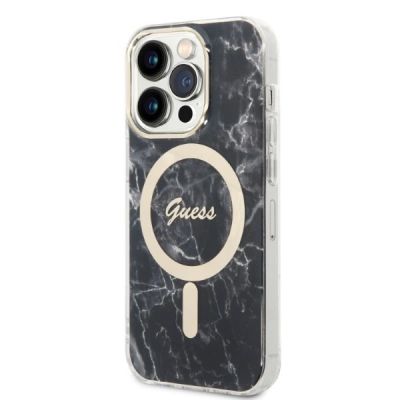 2. Set Guess GUBPP14LHMEACSK Case+ Charger iPhone 14 Pro 6.1" black/black hard case Marble MagSafe