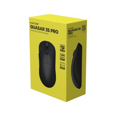 7. HATOR Quasar 3S Pro Wireless Gaming Mouse Right Side RF Wireless + Bluetooth + USB Type-C Optical 30000 DPI