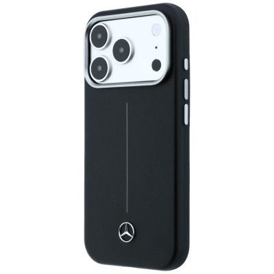 2. Mercedes Leather Semi Wrap Iconic Line MagSafe Case for iPhone 17 Pro Max - Black