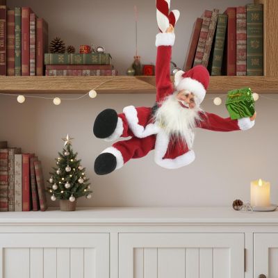 24. CHRISTMAS SANTA CLAUS PLAYING MOVING HANGING WITH CANDY LOLLIPOP 82CM MICA