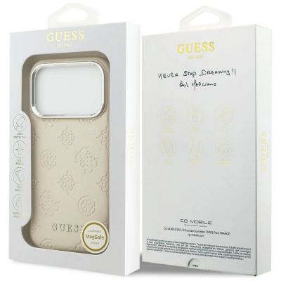 8. Guess Peony Hot Stamp Script MagSafe Case for iPhone 17 Pro - Beige