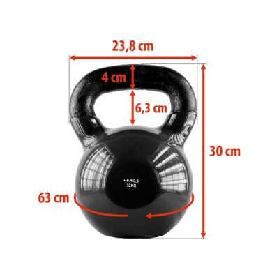 18. HMS BLACK KNV32 vinyl-coated cast iron kettlebell 