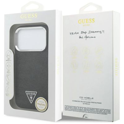 8. Guess Glitter Triangle Logo MagSafe Case for iPhone 17 Pro - Black