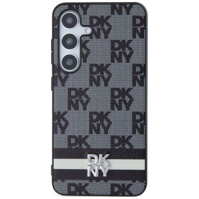 4. DKNY Leather Checkered Mono Pattern & Printed Stripes case for Samsung Galaxy S24+ - black