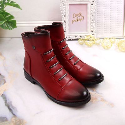 21. Jezzi W JEZ52G red insulated ankle boots with decorations
