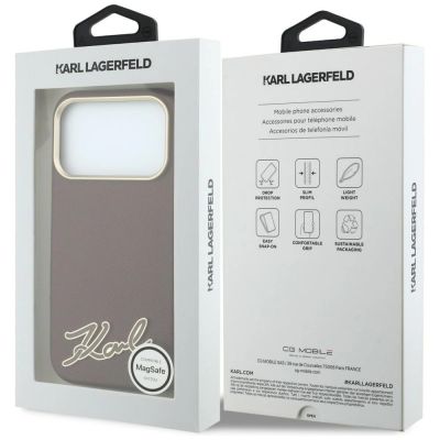 8. Karl Lagerfeld Grained with Resin Signature Logo MagSafe case for iPhone 18 Pro / 17 Pro - burgundy