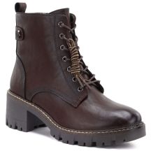 Brown Women’s Leather Block-Heel Ankle Boots M.Daszyński OL77-3