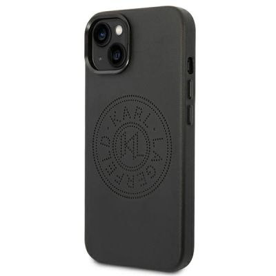 2. Karl Lagerfeld Leather Perforated Logo Case for iPhone 14 Plus - Black