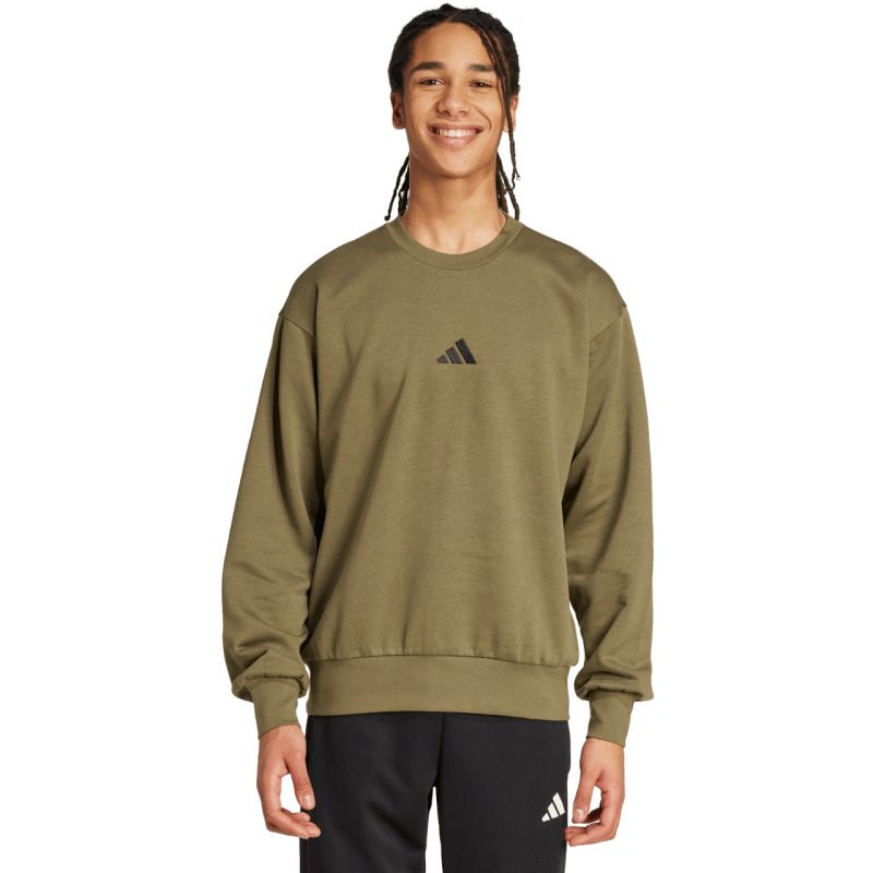 Men's adidas Essentials Feelcozy Fleece Sweatshirt Olive KD5149