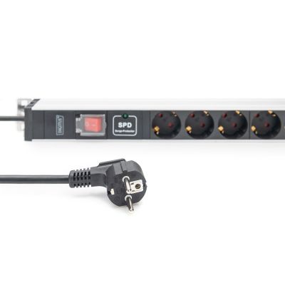 5. Digitus Power strip with aluminum profile, with switch and surge protection, 12 sockets with protective contacts, power cord