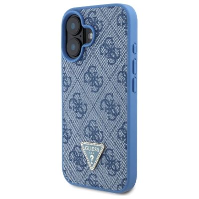 2. Guess Leather Metal Logo Strass Crossbody Case for iPhone 16 - Blue