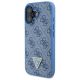 2. Guess Leather Metal Logo Strass Crossbody Case for iPhone 16 - Blue