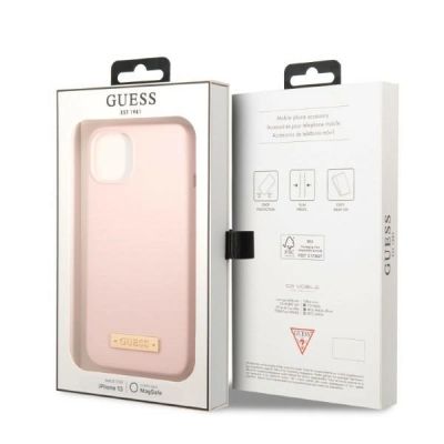 8. Guess GUHMP13MSBPLP iPhone 13 6.1" pink/pink hard case Silicone Logo Plate MagSafe