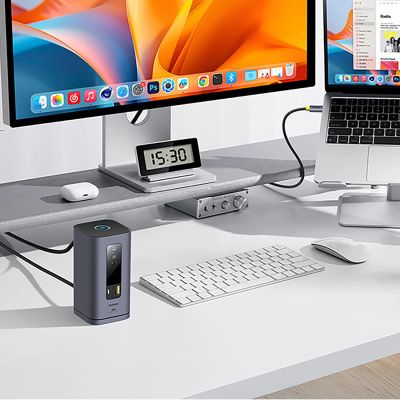 11. Baseus Spacemate hub USB-C 11in1 docking station 3xHDMI 4K 60Hz + 2xUSB-A (10Gb/s) + 1xUSB-C (10Gb/s) + RJ45 + 2xUSB-A (480Mb/s) + 1xUSB-C (PD) + 1xMinijack 3.5mm - gray