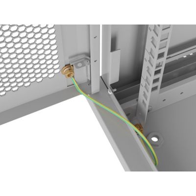 11. Lanberg 19" 12U 600X450 gray wall-mounted RACK installation cabinet with perforated doors (flat pack)