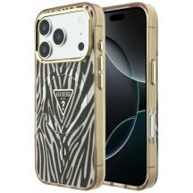 Guess IML Zebra Glitter Triangle Logo MagSafe Case for iPhone 17 Pro Max / 18 Pro Max - Gold