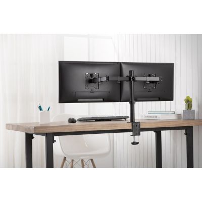 2. DIGITUS DOUBLE DESK MOUNT WITH CLAMP 2XLCD MAX. 32" MAX. LOAD 2X 8KG TILT AND SWIVEL BLACK DA-90400