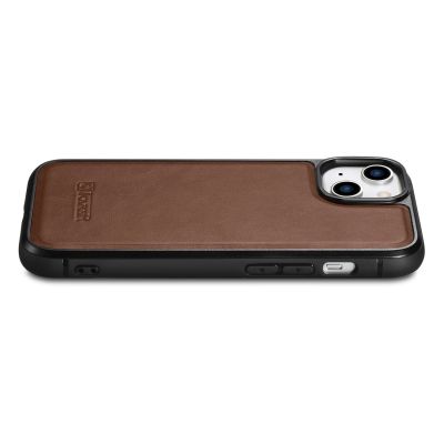 6. iCarer Leather Oil Wax Genuine Leather Case for iPhone 14 Plus (MagSafe Compatible) Brown (WMI14220719-BN)