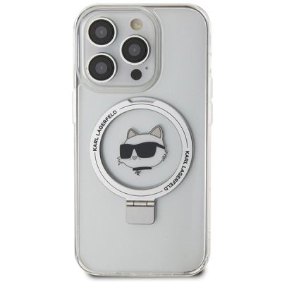 3. Karl Lagerfeld KLHMP15LHMRSCHH iPhone 15 Pro 6.1" white/white hardcase Ring Stand Choupette Head MagSafe