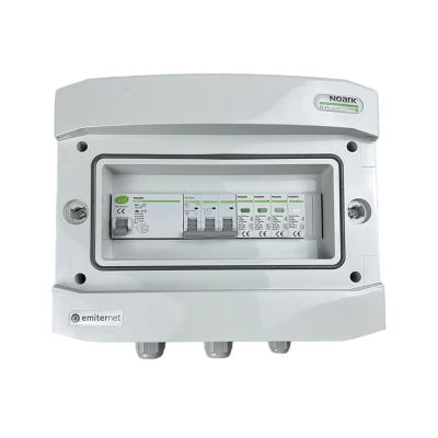 Hermetic IP65 EMITER AC connection switchboard with AC surge arrester Noark type 1+2, 32A 3-F, RCD type A 40A/300mA