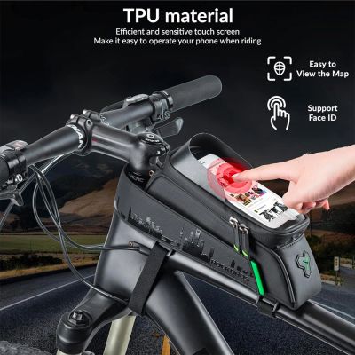 2. Rockbros 029-1BK bicycle bag for frame with phone cover - black