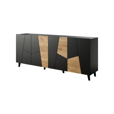 2. ETNA chest of drawers 200x42x82 black matt + craft oak