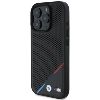2. BMW M Perforated Tricolor Line MagSafe Case for iPhone 16 Pro - Black