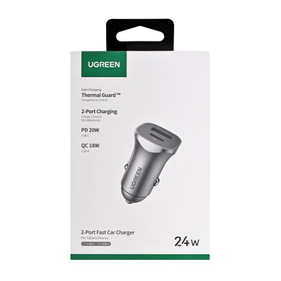 2. Ugreen Car Charger USB Type C / USB 24W Power Delivery Quick Charge Gray (30780)
