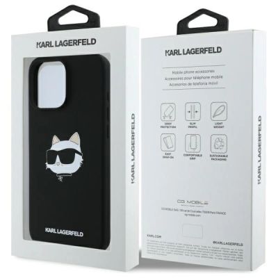 8. Karl Lagerfeld Silicone Choupette Head Print MagSafe iPhone 16 Pro Case - Black