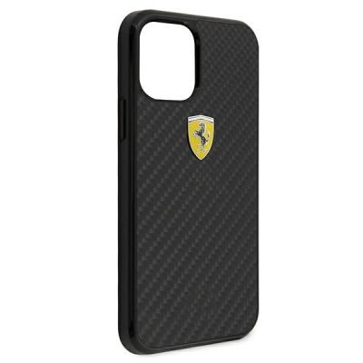 7. Ferrari FERCAHCP12SBK iPhone 12 mini 5.4" black/black hardcase On Track Real Carbon