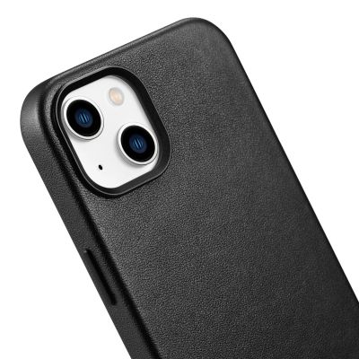 8. iCarer Case Leather cover for iPhone 14 Plus genuine leather case black (compatible with MagSafe)