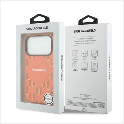 8. Karl Lagerfeld Monogram Logo MagSafe Case for iPhone 17 Pro - Orange