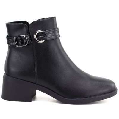 2. Women's leather ankle boots with insulated sole, black Sergio Leone BT-25-S
